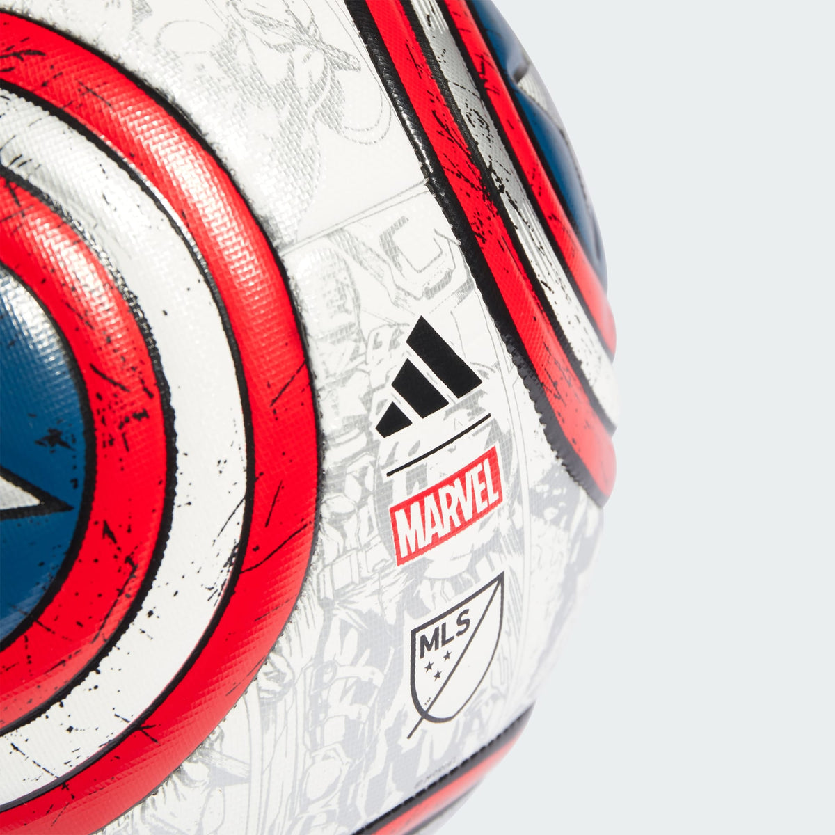 adidas MARVEL MLS CAPTAIN AMERICA TRAINING SOCCER BALL - IP7119-ADIDAS by adidas | Available at Niky's Sports