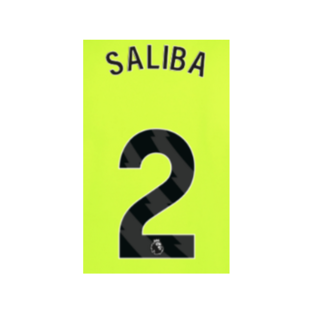 EPL Saliba 23/24 Black Name and Number Set - EPL23-SALIBA-A-AUTHENTIC by Authentic | Available at Niky&#39;s Sports