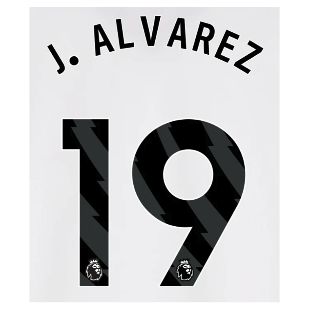 EPL J. Alvarez 23/24 Black Name and Number Set - EPL23-J.ALVAREZ-A-AUTHENTIC by Authentic | Available at Niky&#39;s Sports