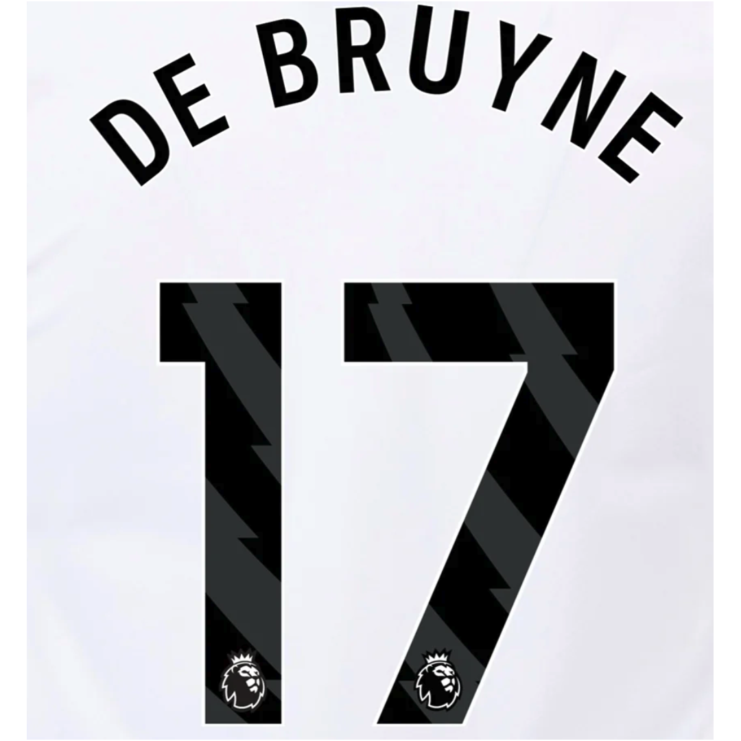 EPL De Bruyne 23/24 Black Name and Number Set - EPL23-DEBRUYNE-A-AUTHENTIC by Authentic | Available at Niky's Sports