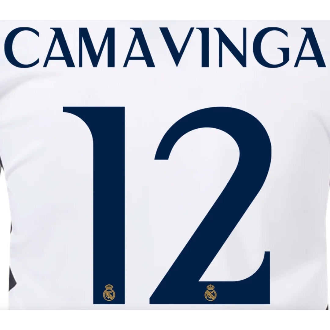 Real MADRID Camavinga 23/24 Home NAME AND NUMBER SET - RM24-CAMAV-H-AUTHENTIC by Authentic | Available at Niky&#39;s Sports