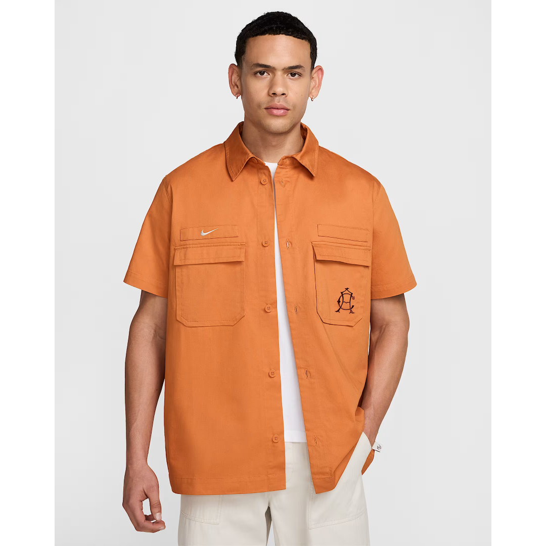 Nike Club America Men's Life Woven Military Short-Sleeve Button-Down Shirt - FQ7829-831-NIKE by Nike | Available at Niky's Sports