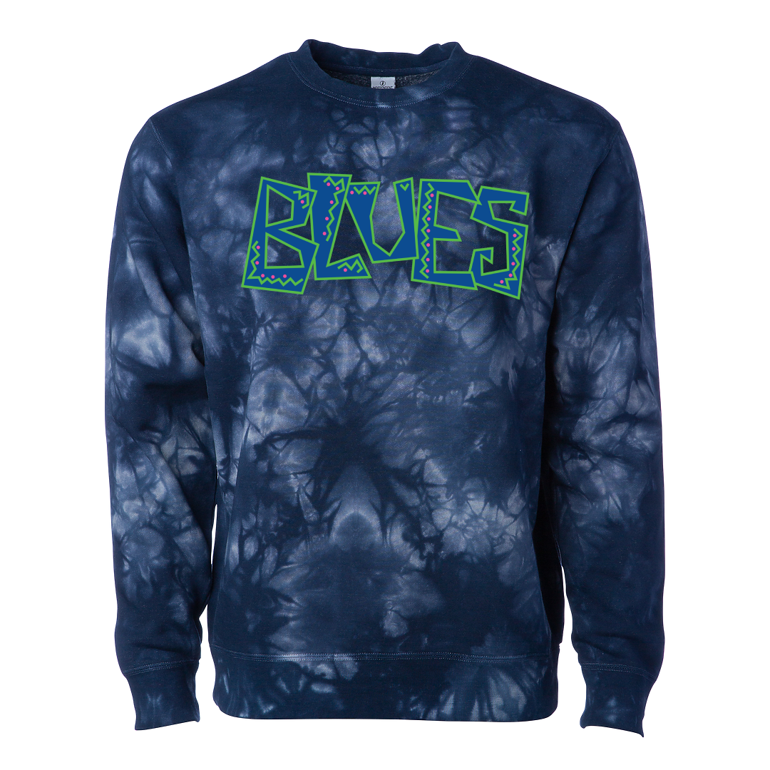 SC Blues Tie Dye Crew - Unisex - 6 Colors Available -  by Niky's Sports | Available at Niky's Sports