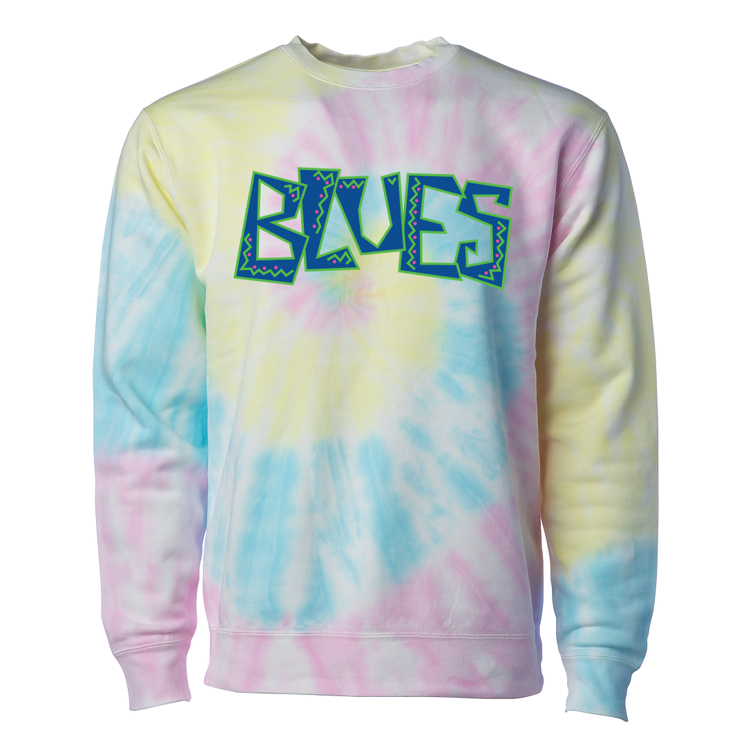 SC Blues Tie Dye Crew - Unisex - 6 Colors Available -  by Niky's Sports | Available at Niky's Sports