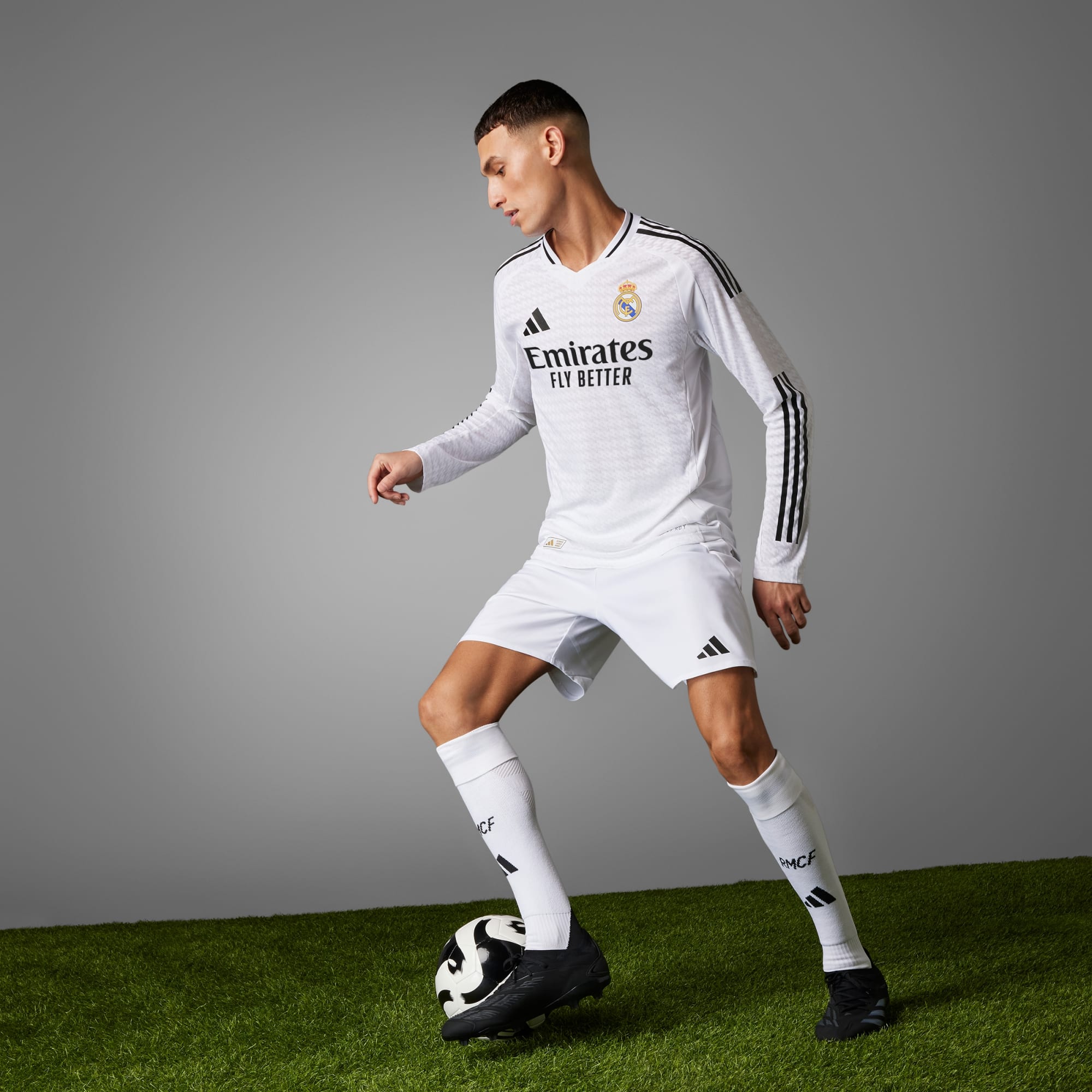 adidas Real Madrid 24/25 Long Sleeve Home Authentic Jersey - Men’s - IT5204-ADIDAS by adidas | Available at Niky's Sports