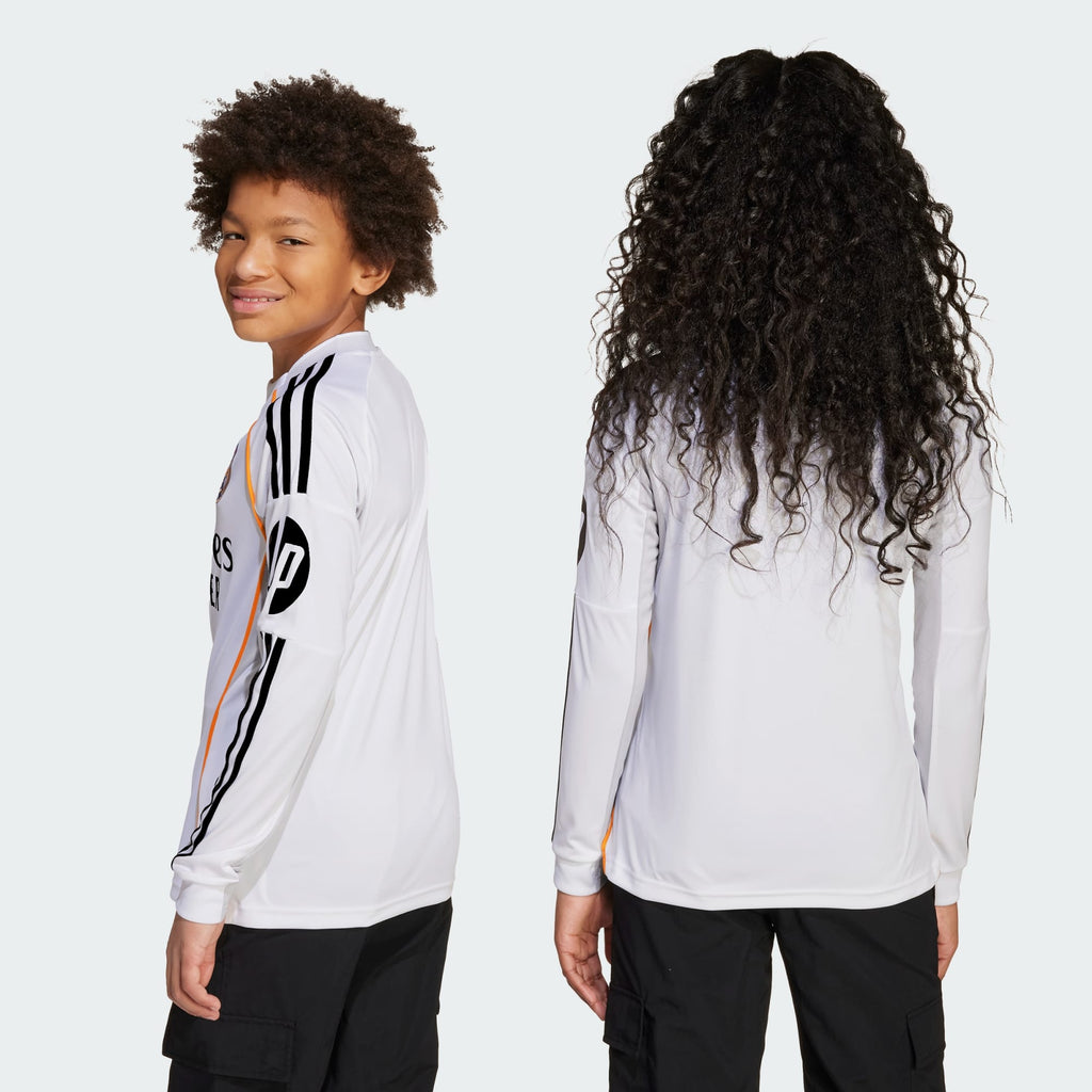 adidas Real Madrid 25/26 Long Sleeve Home Jersey Kids - JN8871-ADIDAS by adidas | Available at Niky's Sports