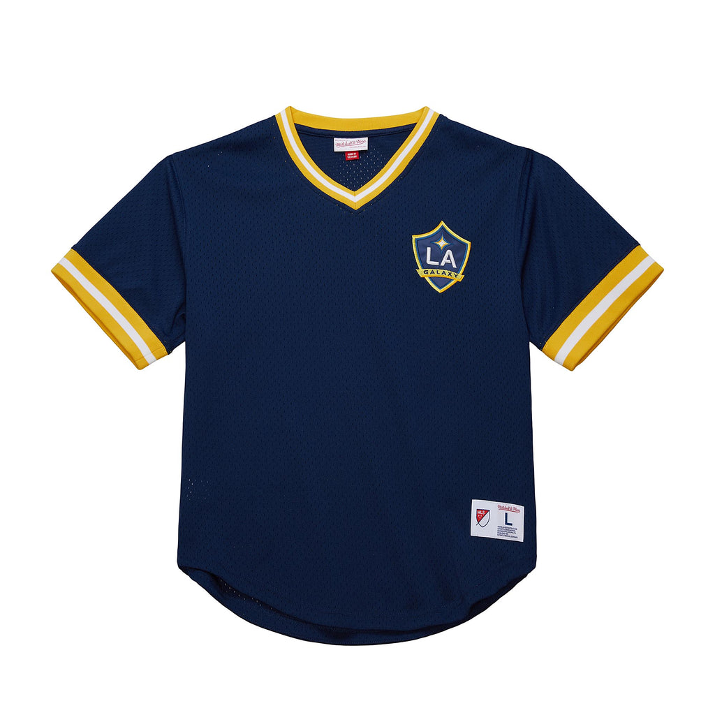 Mitchell and Ness LA Galaxy Mesh V-Neck Jersey - TMVN7401-LAGYYPPPNAV-MITCHELL & NESS by Mitchell & Ness | Available at Niky's Sports