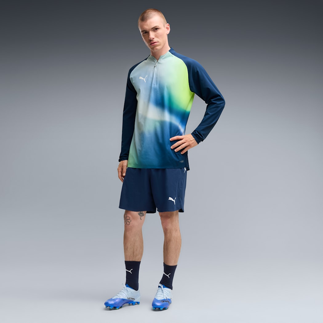 PUMA ULTRA NITRO 7 ULTIMATE FG in Ultra Blue / Icy Blue / black / Lime Squeeze – on-foot detail