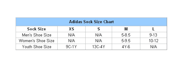 Adidas socks 2024 size chart women's