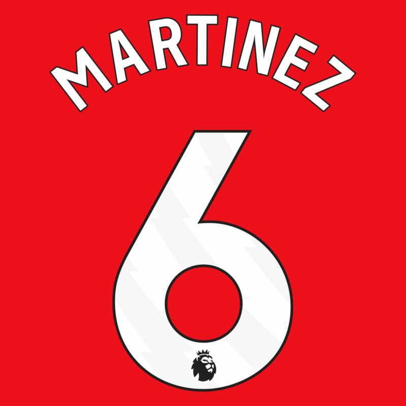 EPL Martinez 23/24 White Name and Number Set - EPL23-MARTINEZ-H-AUTHENTIC by Authentic | Available at Niky&#39;s Sports