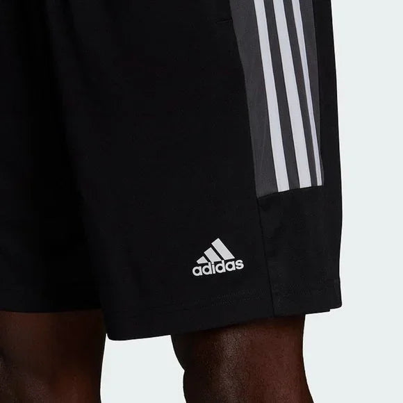 Adidas training three stripe shorts in black on sale