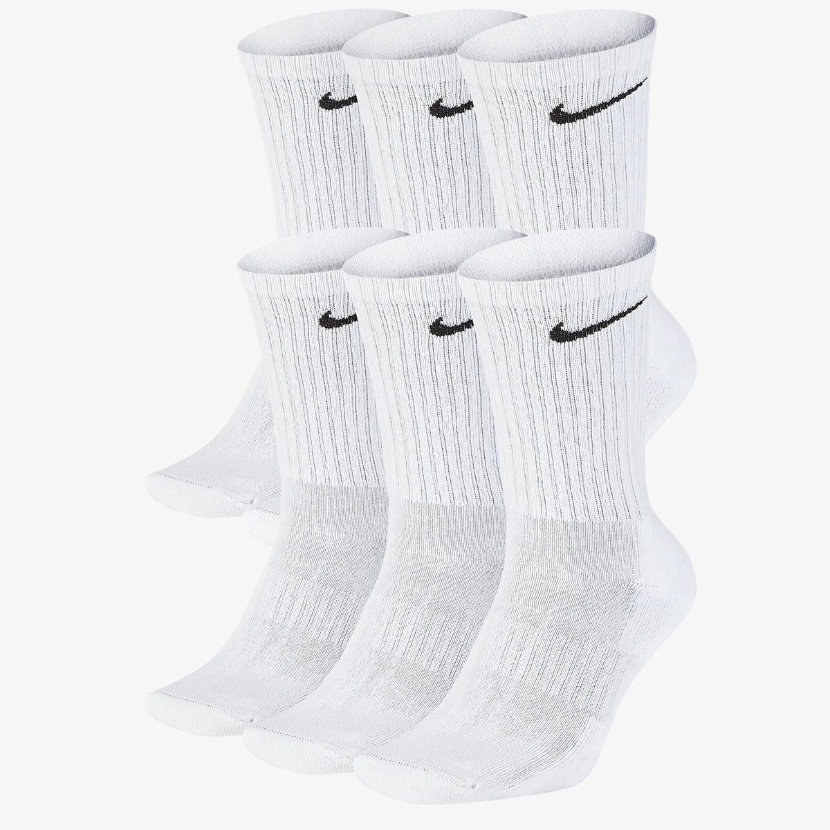 Nike Everyday Cushioned Training Crew Socks (6 Pairs) - SX7666-100-NIKE by Nike | Available at Niky&#39;s Sports