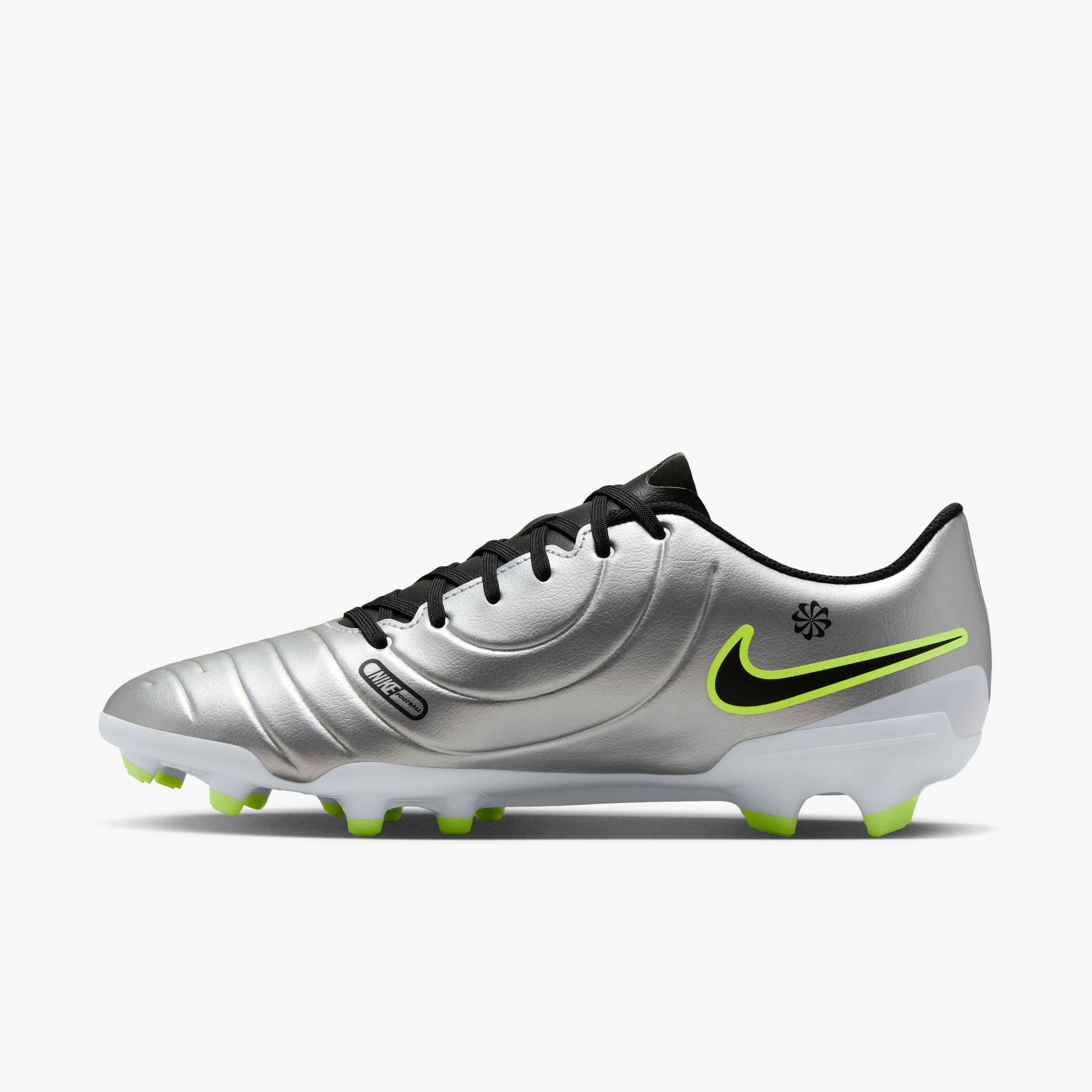 Nike Tiempo Legend 10 Club Multi-Ground Low-Top Soccer Cleats - Metallic Silver - DV4344-001-NIKE by Nike | Available at Niky's Sports