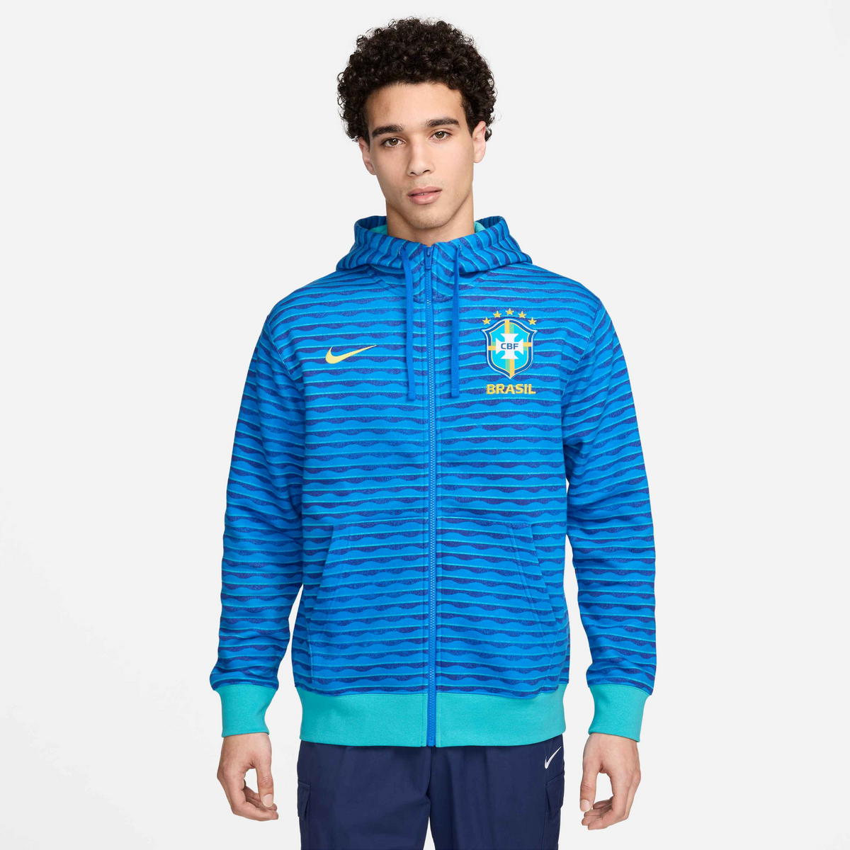 Nike Brazil Men&#39;s NSW Club Full-Zip Hoodie - FJ7239-458-NIKE by Nike | Available at Niky&#39;s Sports