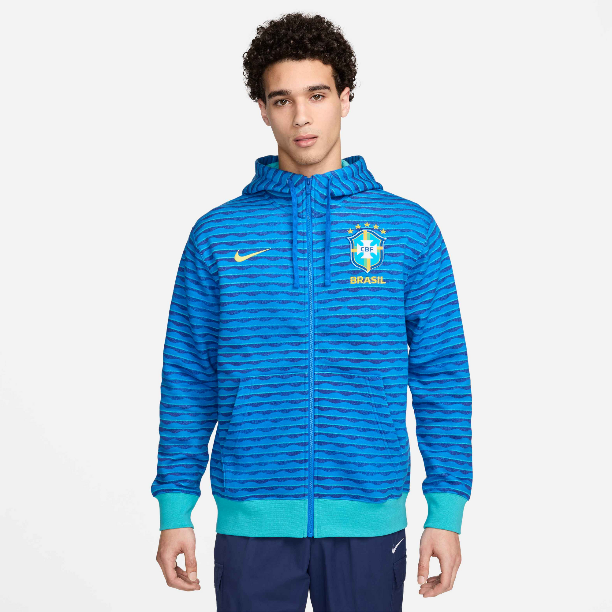 Nike Brazil Men's NSW Club Full-Zip Hoodie - FJ7239-458-NIKE by Nike | Available at Niky's Sports
