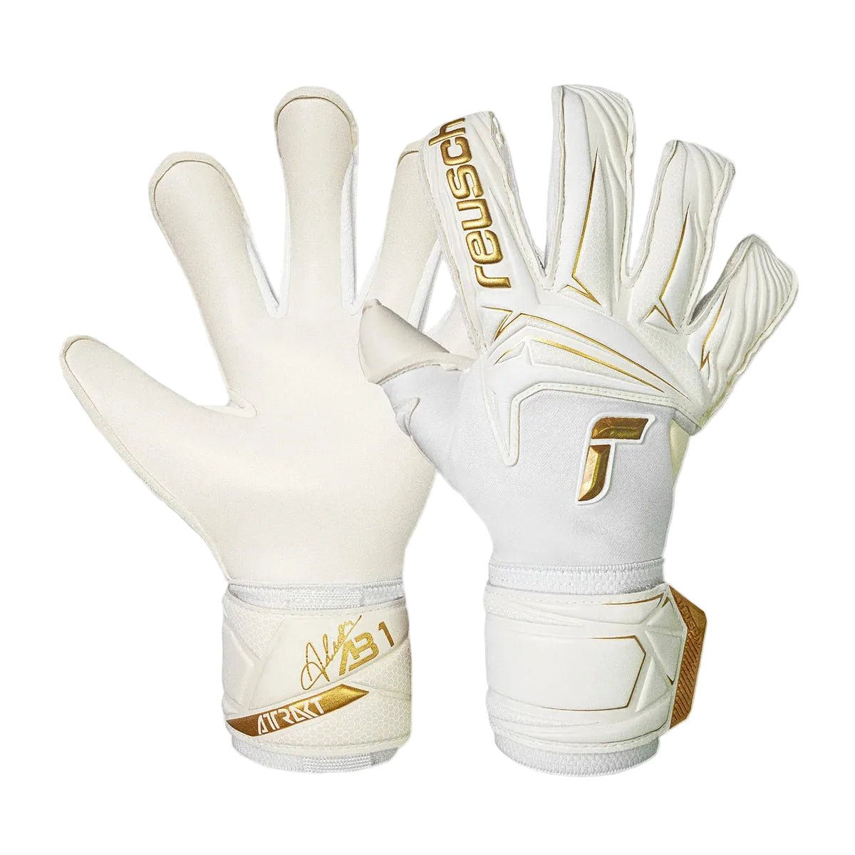 Reusch Attrakt AB1 Duo Goalkeeper Gloves (White/Gold) - 5670001-1130 by Reusch | Available at Niky's Sports
