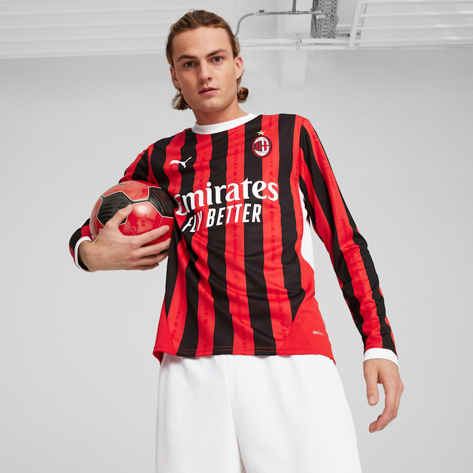 Puma AC Milan 24/25 Men's Home Long Sleeve Jersey Replica Jersey - 774959-01-PUMA by Puma | Available at Niky's Sports
