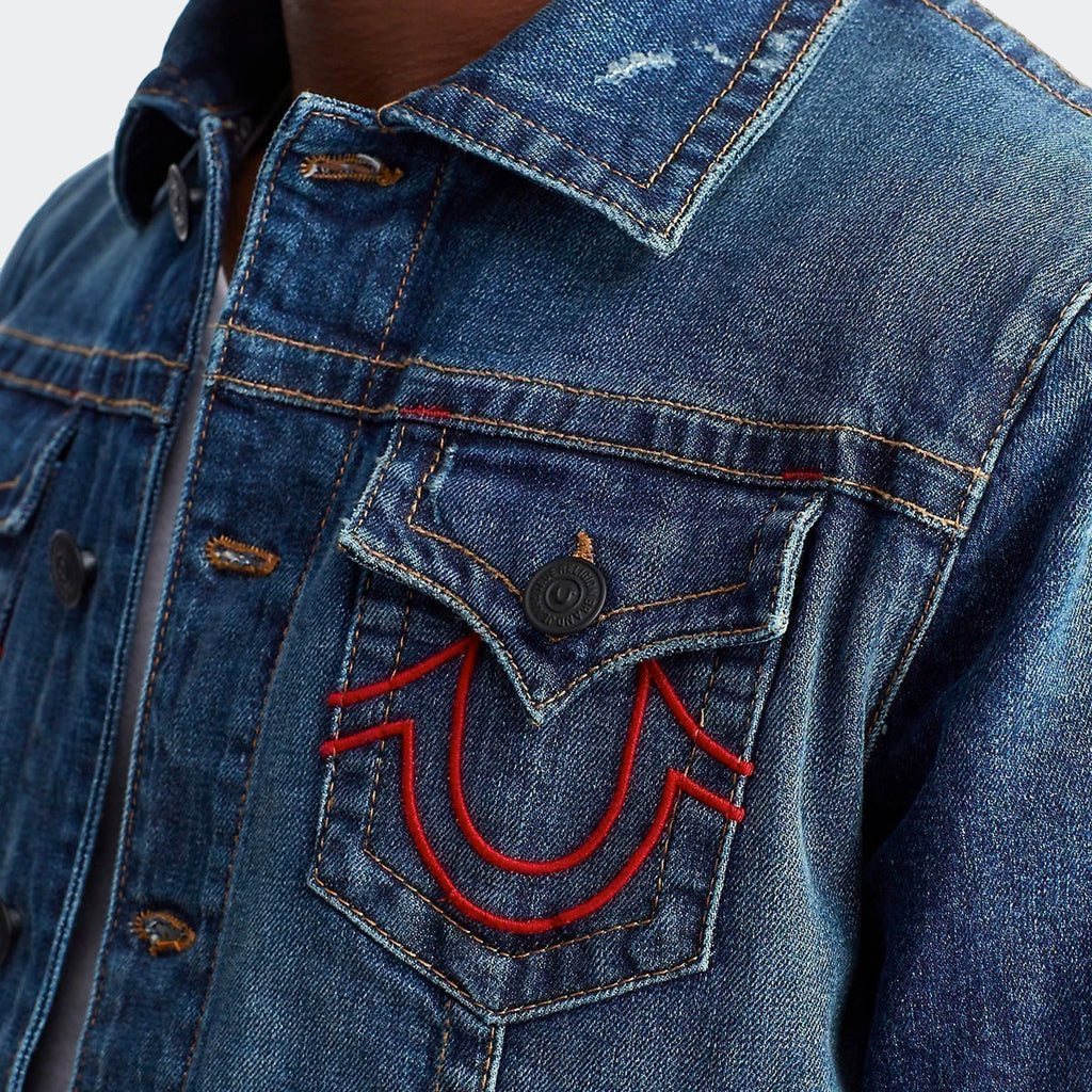 Men's Manchester United Embroidered Denim Jacket - 101665-TRUE RELIGION by True Religion | Available at Niky's Sports