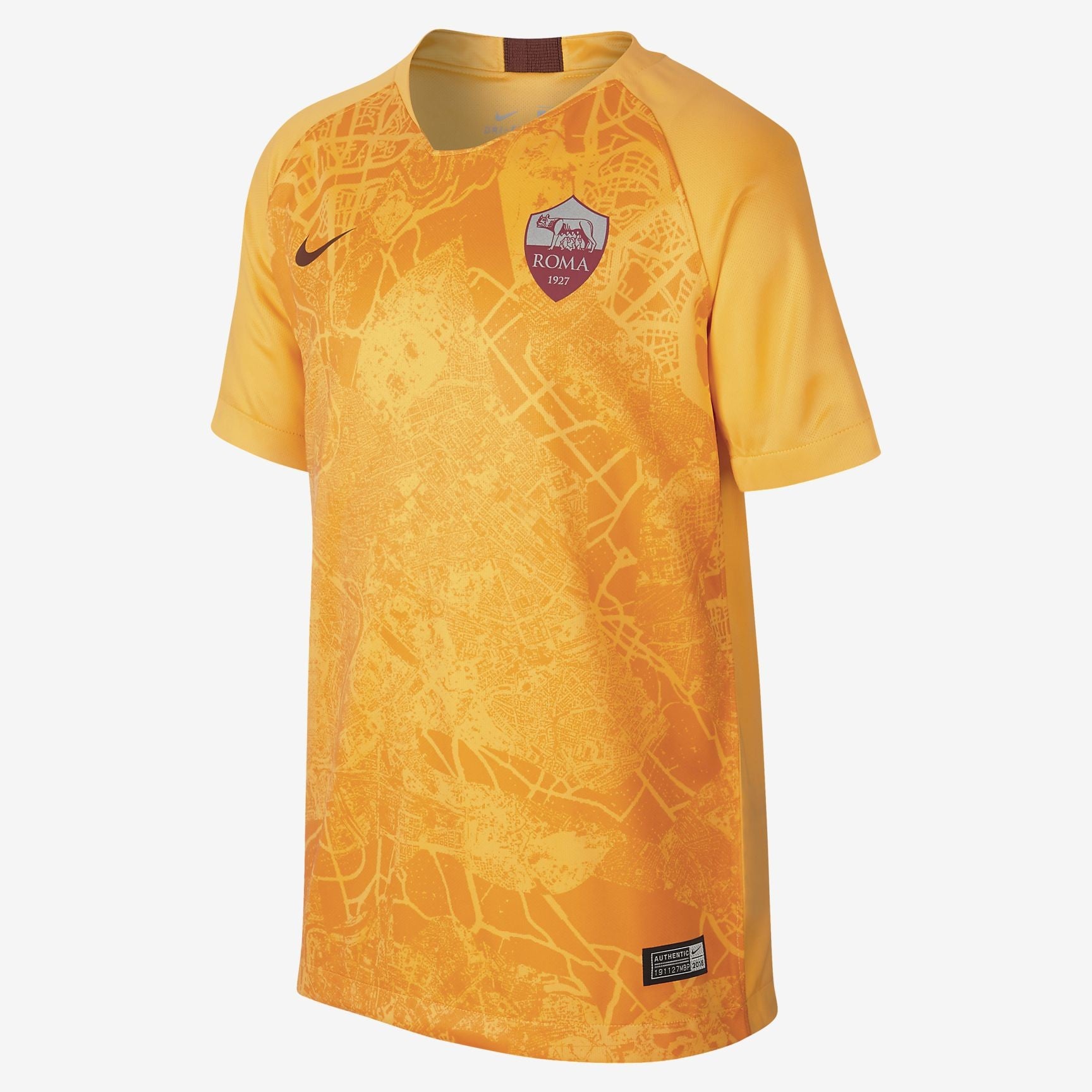 Kid's A.S. Roma 18/19 Third Jersey - Gold/Circuit Orange/Mars Stone