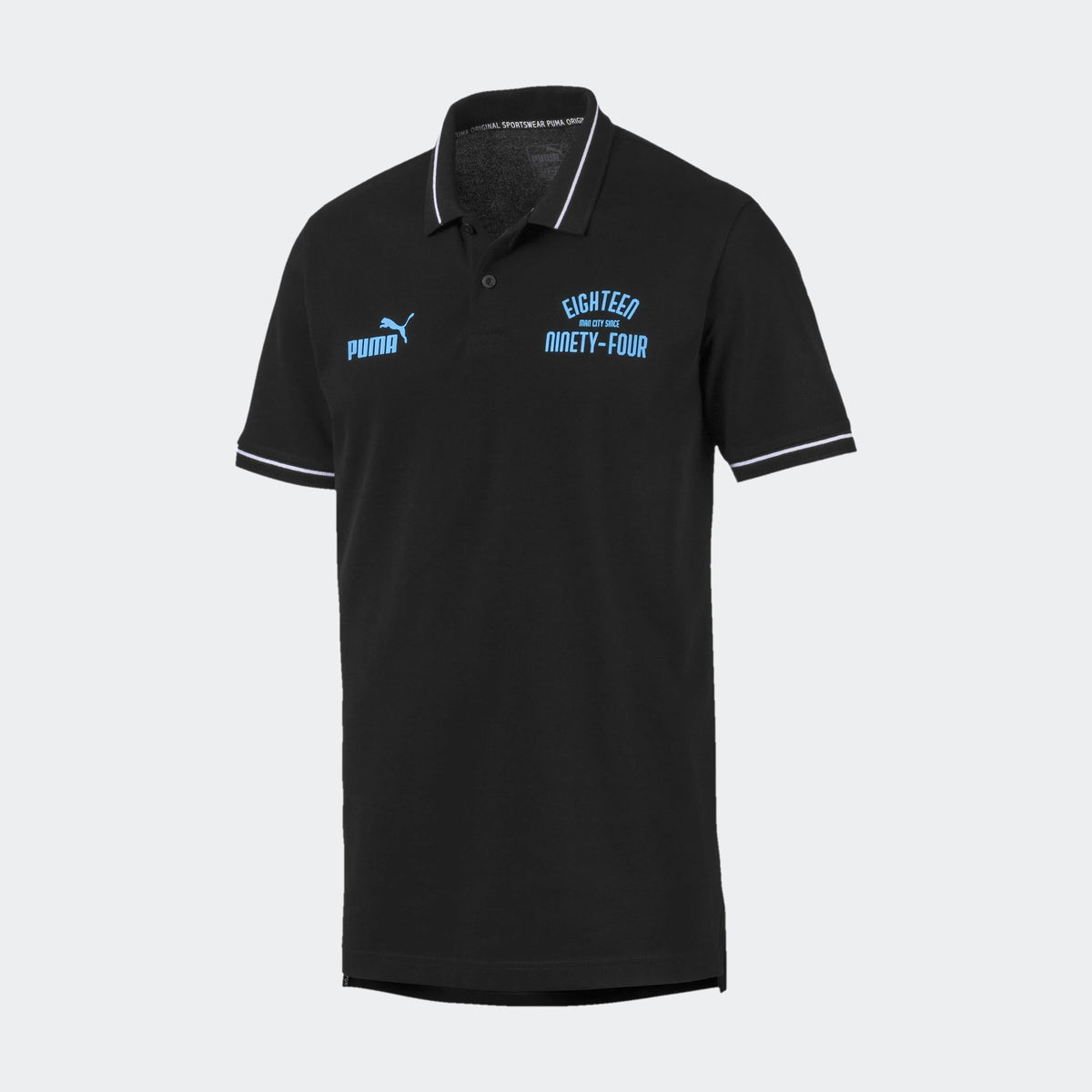 Men&#39;s Manchester City FC Premium Polo - Black/Light Blue