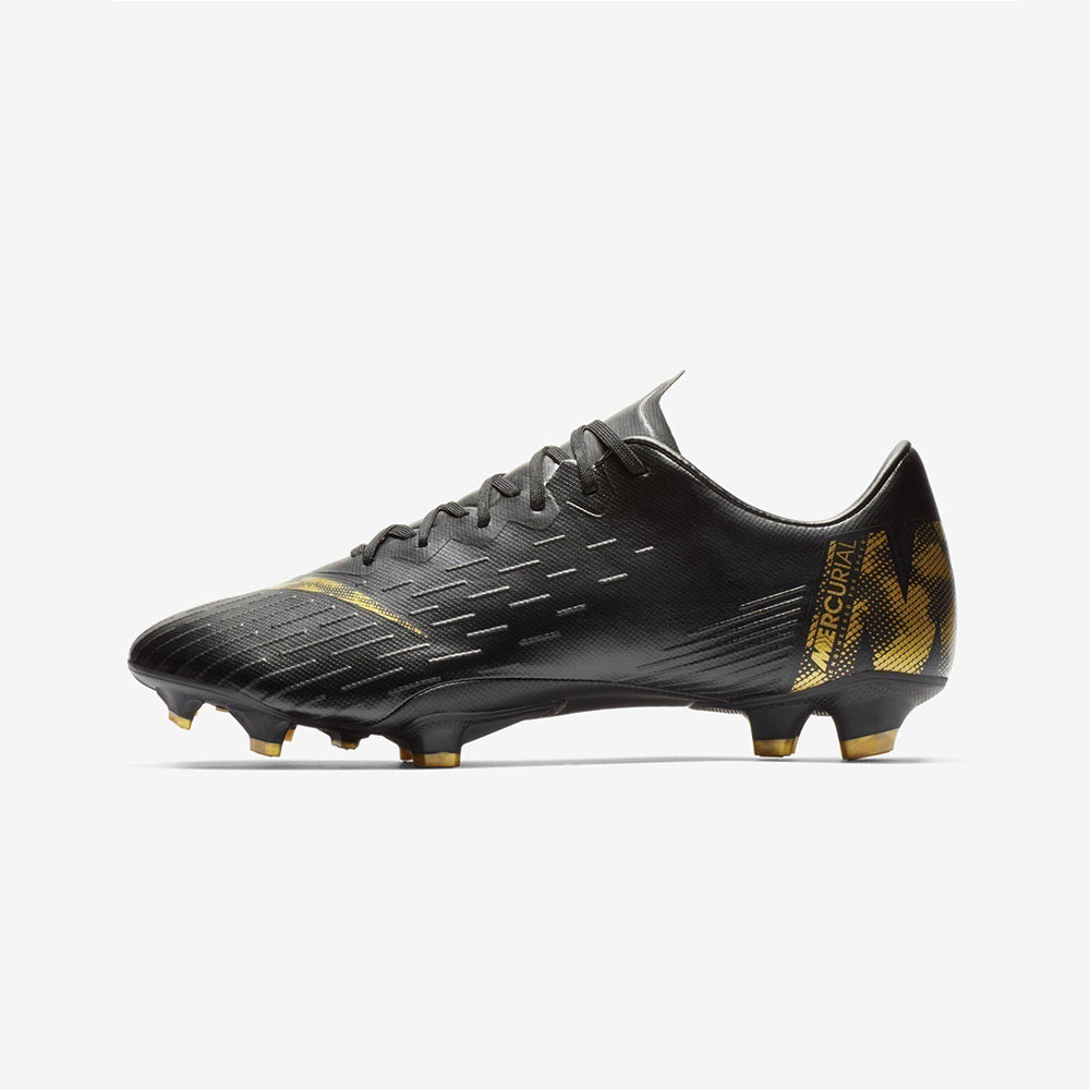 Men's Vapor 12 Pro FG Soccer Cleats - Black/Metallic Vivid Gold - AH7382-077-NIKE by Nike | Available at Niky's Sports