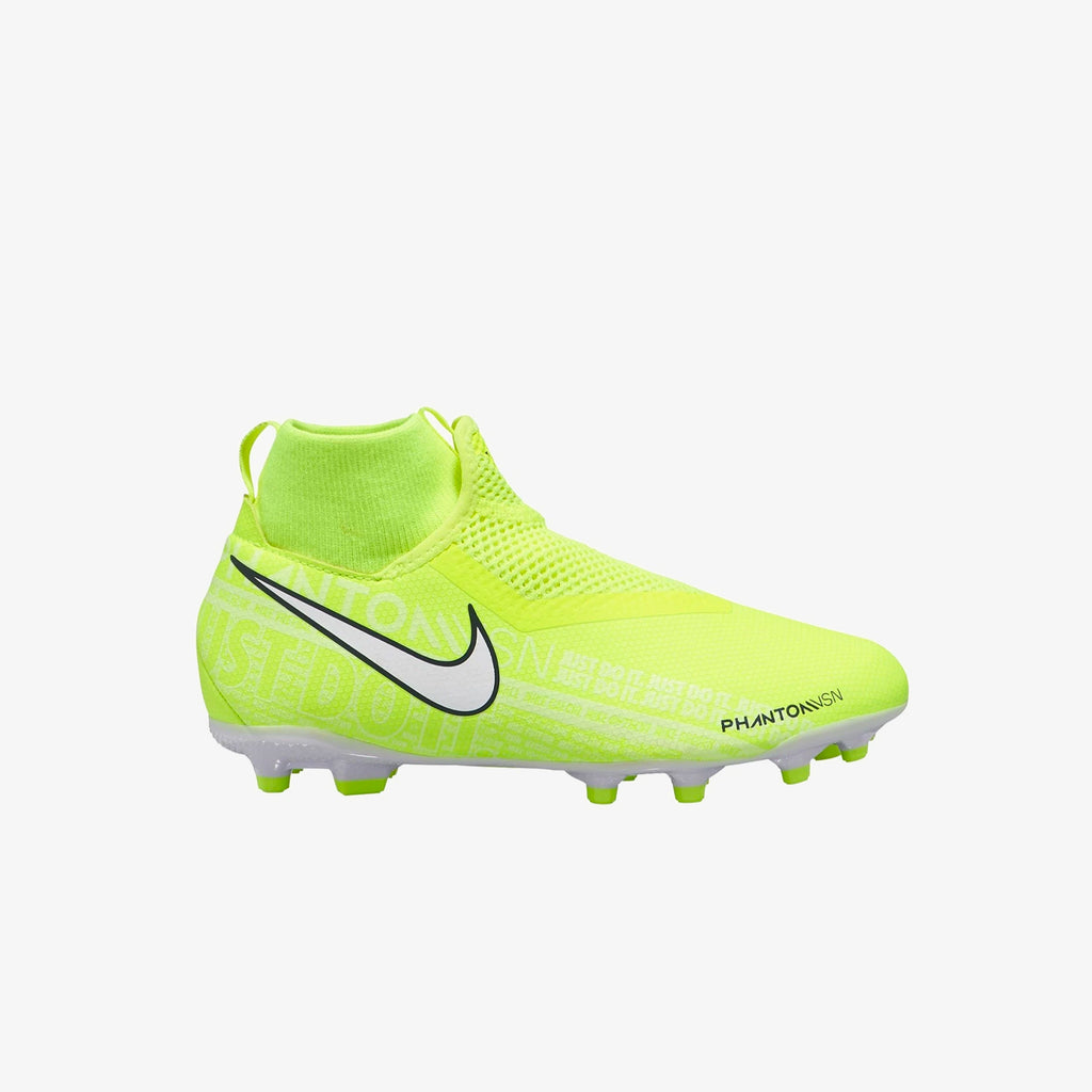 Kid's PhantomVSN Academy DF FG/MG Cleats - White/Volt - AO3287-717-NIKE by Nike | Available at Niky's Sports