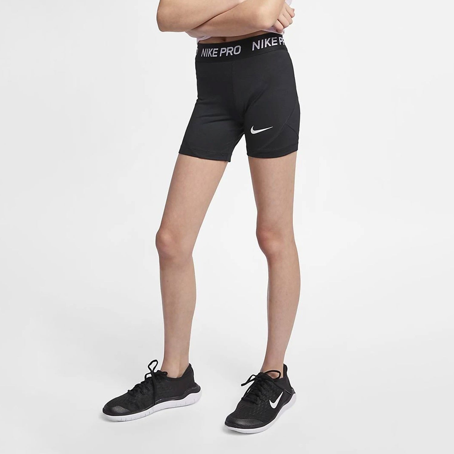 Nike Pro Girls Dri-Fit Shorts Black - AQ9040-010-NIKE by Nike | Available at Niky's Sports
