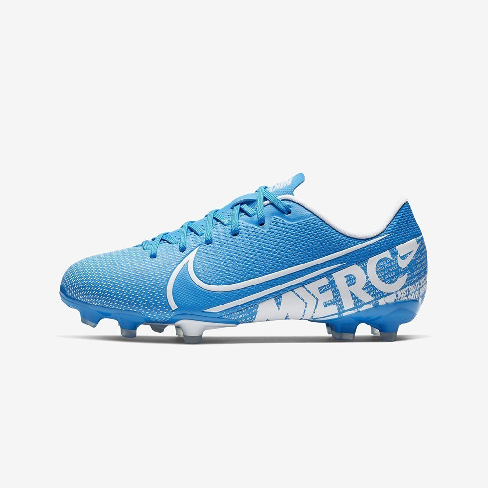 Kid's Vapor 13 Academy FG/MG Cleats - White/Obsidian - AT8123-414-NIKE by Nike | Available at Niky's Sports