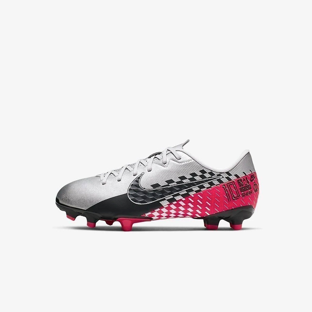 Jr. Mercurial Vapor 13 Academy Neymar Jr. MG-Chrome/Red Orbit/Platinum - AT8125-006-NIKE by Nike | Available at Niky's Sports