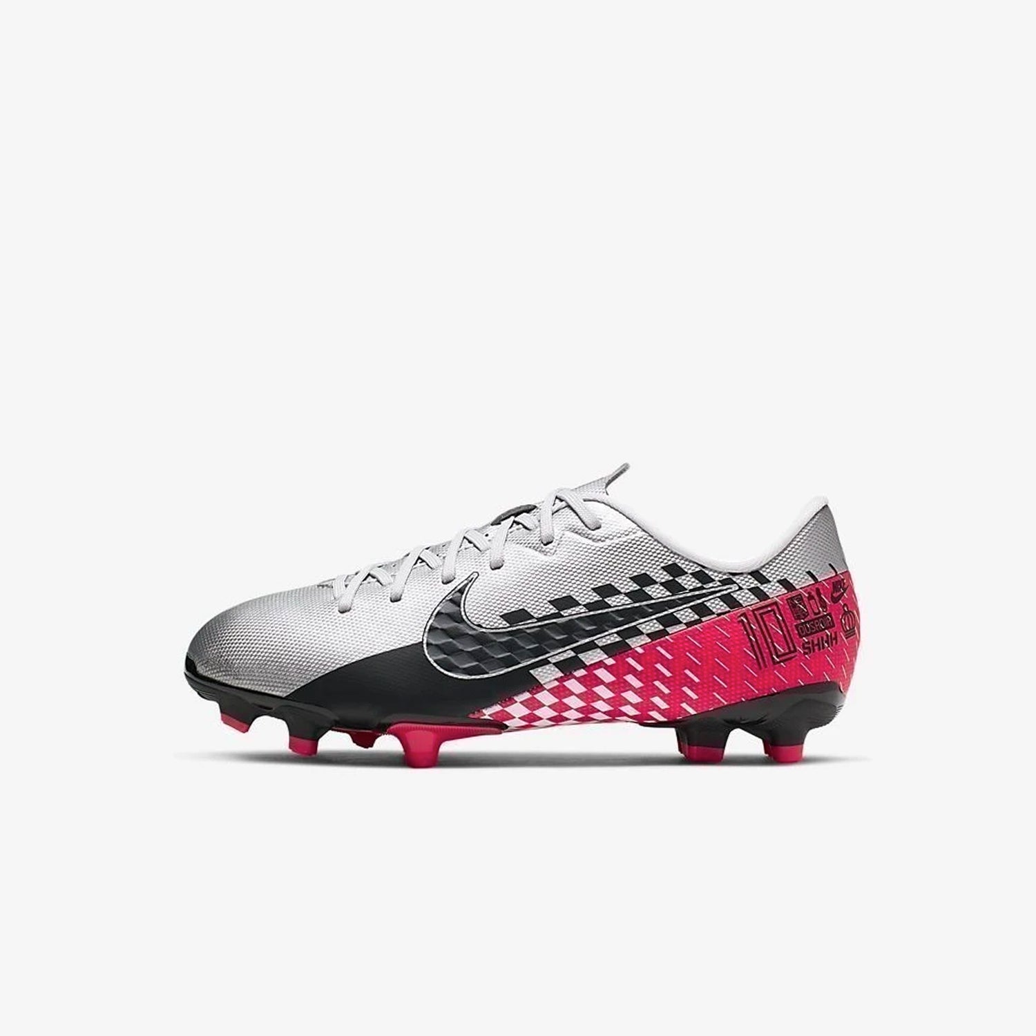 Jr. Mercurial Vapor 13 Academy Neymar Jr. MG-Chrome/Red Orbit/Platinum - AT8125-006-NIKE by Nike | Available at Niky's Sports