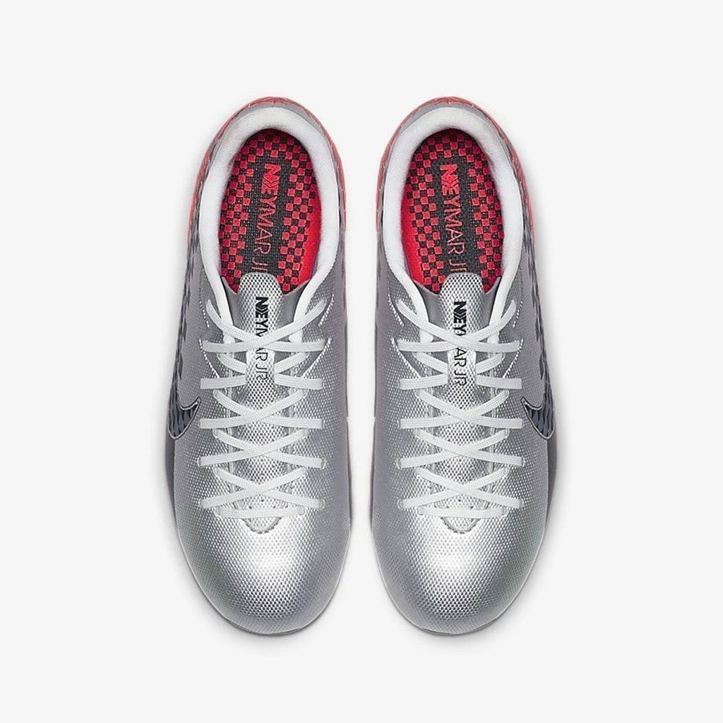 Jr. Mercurial Vapor 13 Academy Neymar Jr. MG-Chrome/Red Orbit/Platinum - AT8125-006-NIKE by Nike | Available at Niky's Sports