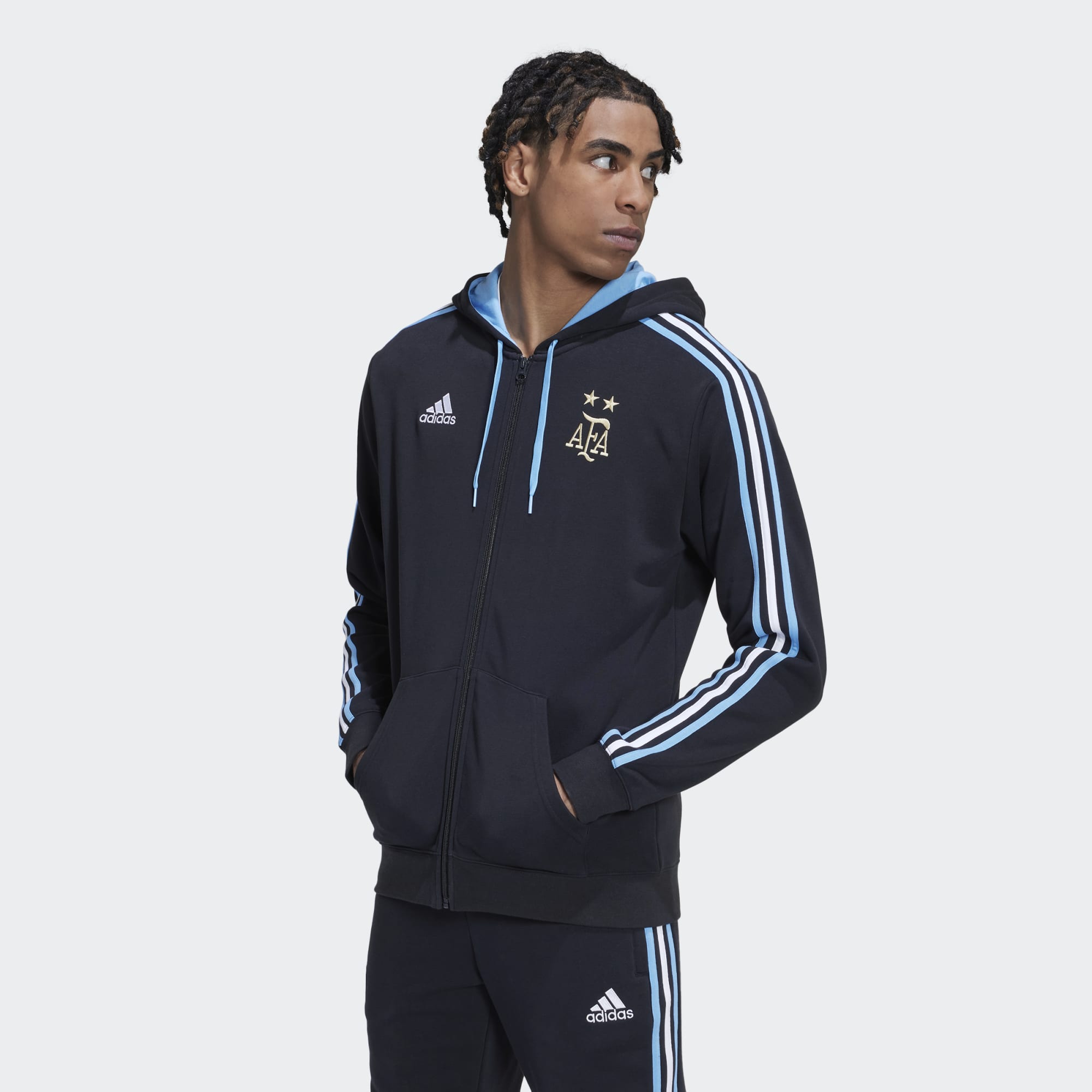 adidas Men s ARGENTINA 3 STRIPES FULL ZIP HOODIE