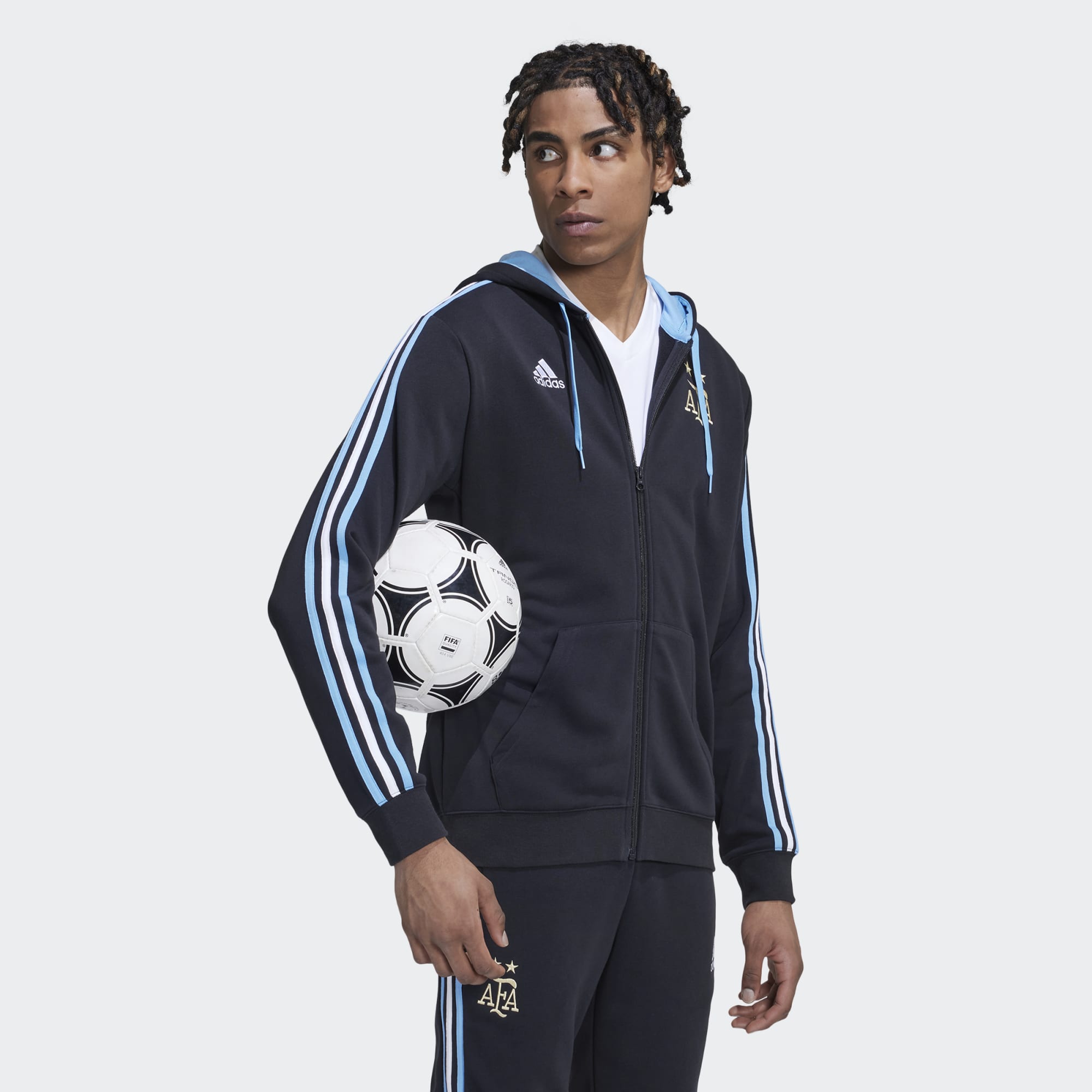 adidas Men's ARGENTINA 3-STRIPES FULL-ZIP HOODIE - HF3959-ADIDAS by adidas | Available at Niky's Sports