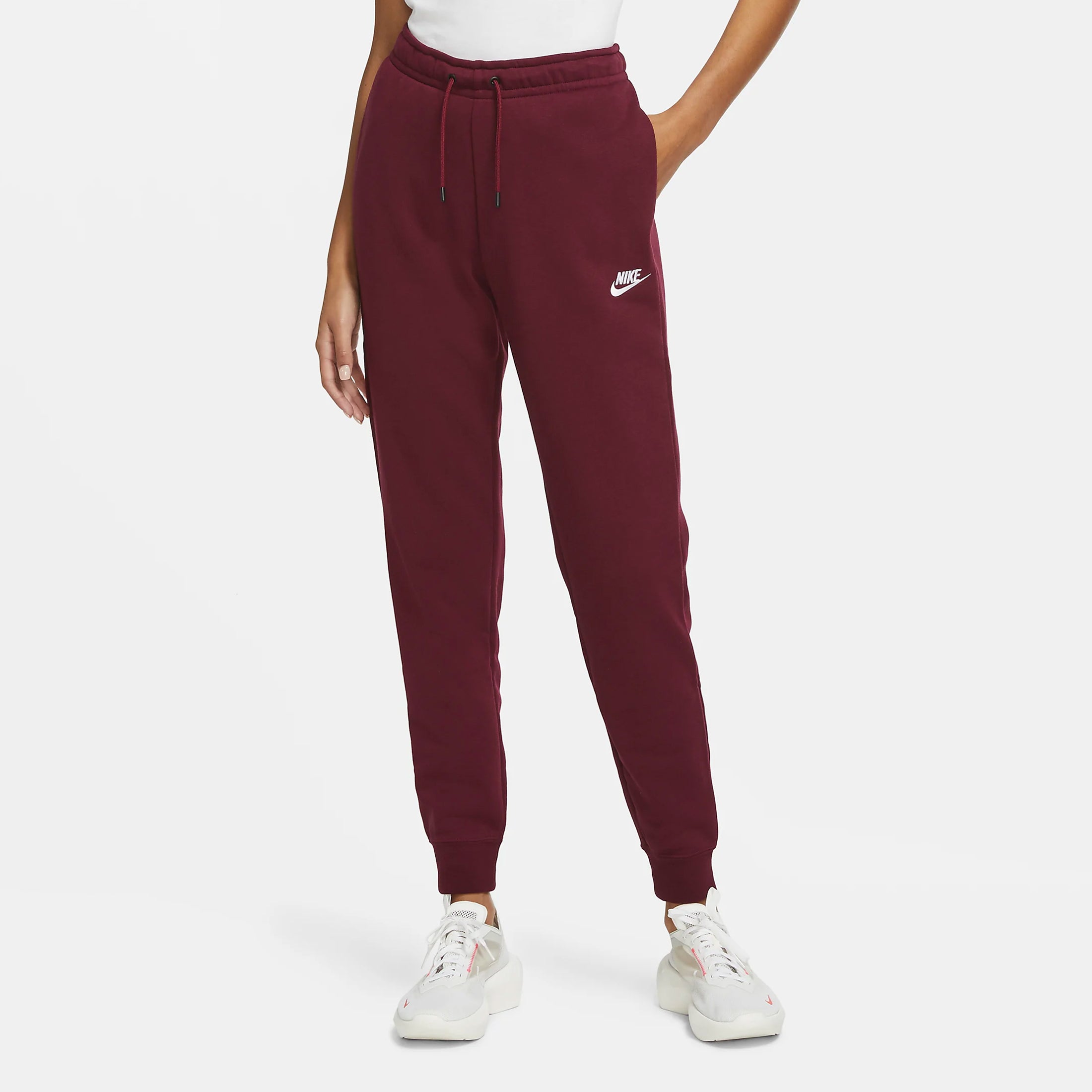 Women's Sportswear Essential Fleece Pants - Dark Beetroot/White