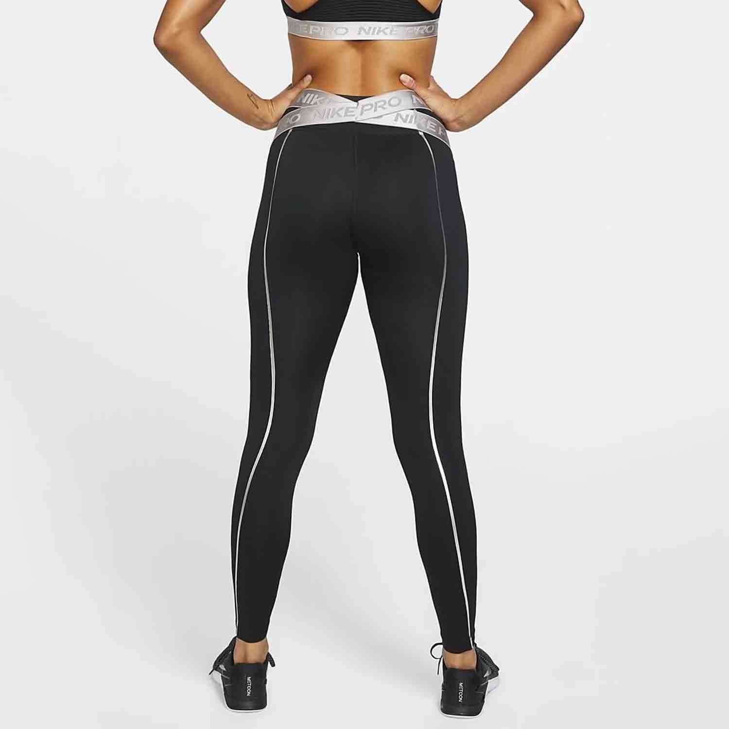 Nike pro warm starry night leggings XS Women's Black and silver/thunder gray