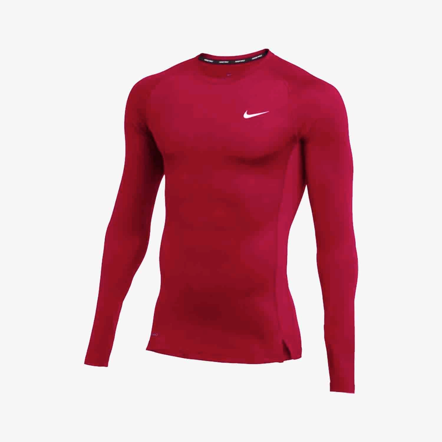 Men's Pro Long Sleeve Compression Top - Team Maroon - CJ0962-610-NIKE by Nike | Available at Niky's Sports