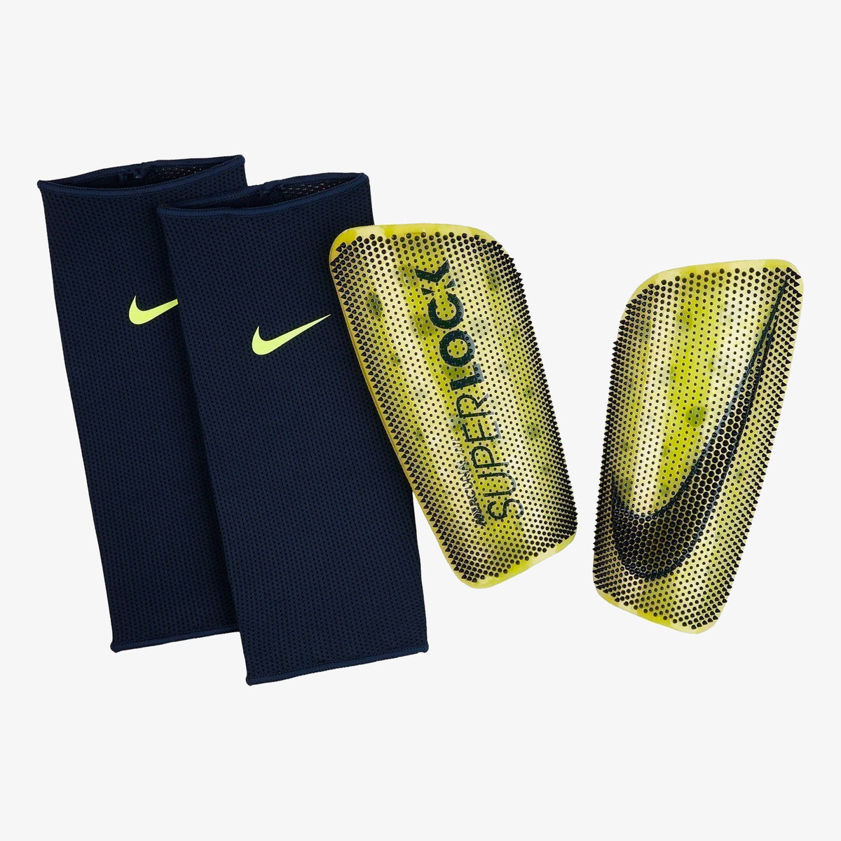 Mercurial Lite SuperLock Soccer Shin Guards - Volt/Obsidian/White