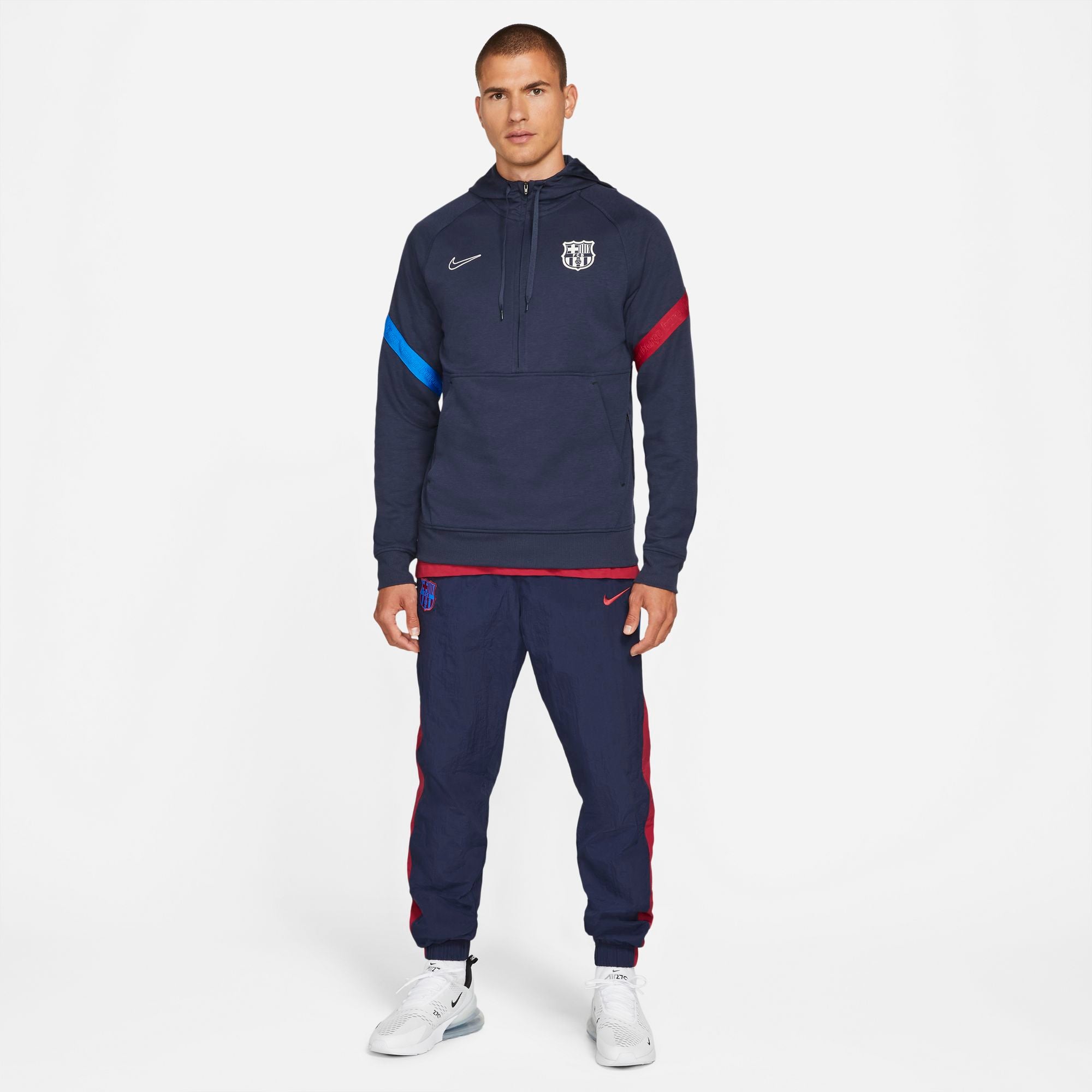 FC Barcelona Men's Nike Dri-FIT 1/2-Zip Soccer Hoodie - CV9940-451-NIKE by Nike | Available at Niky's Sports