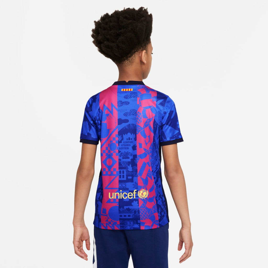FC Barcelona 2021/22 Stadium Third Big Kids' Nike Dri-FIT Soccer Jersey - DB6241-406-NIKE by Nike | Available at Niky's Sports