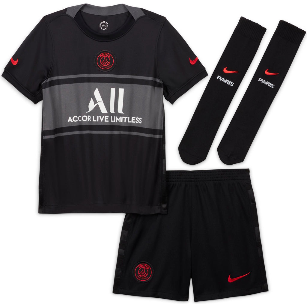 Paris Saint-Germain 2021/22 Third Little Kids' Nike Dri-FIT Soccer Kit - DB6259-011-NIKE by Nike | Available at Niky's Sports