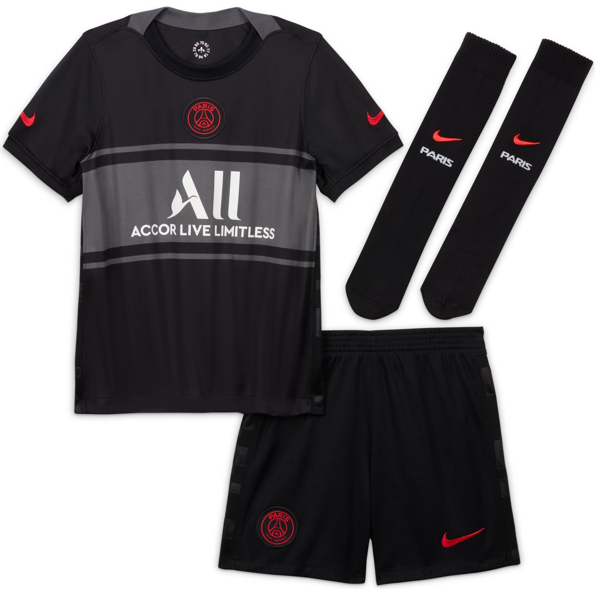 Paris Saint-Germain 2021/22 Third Little Kids' Nike Dri-FIT Soccer Kit - DB6259-011-NIKE by Nike | Available at Niky's Sports
