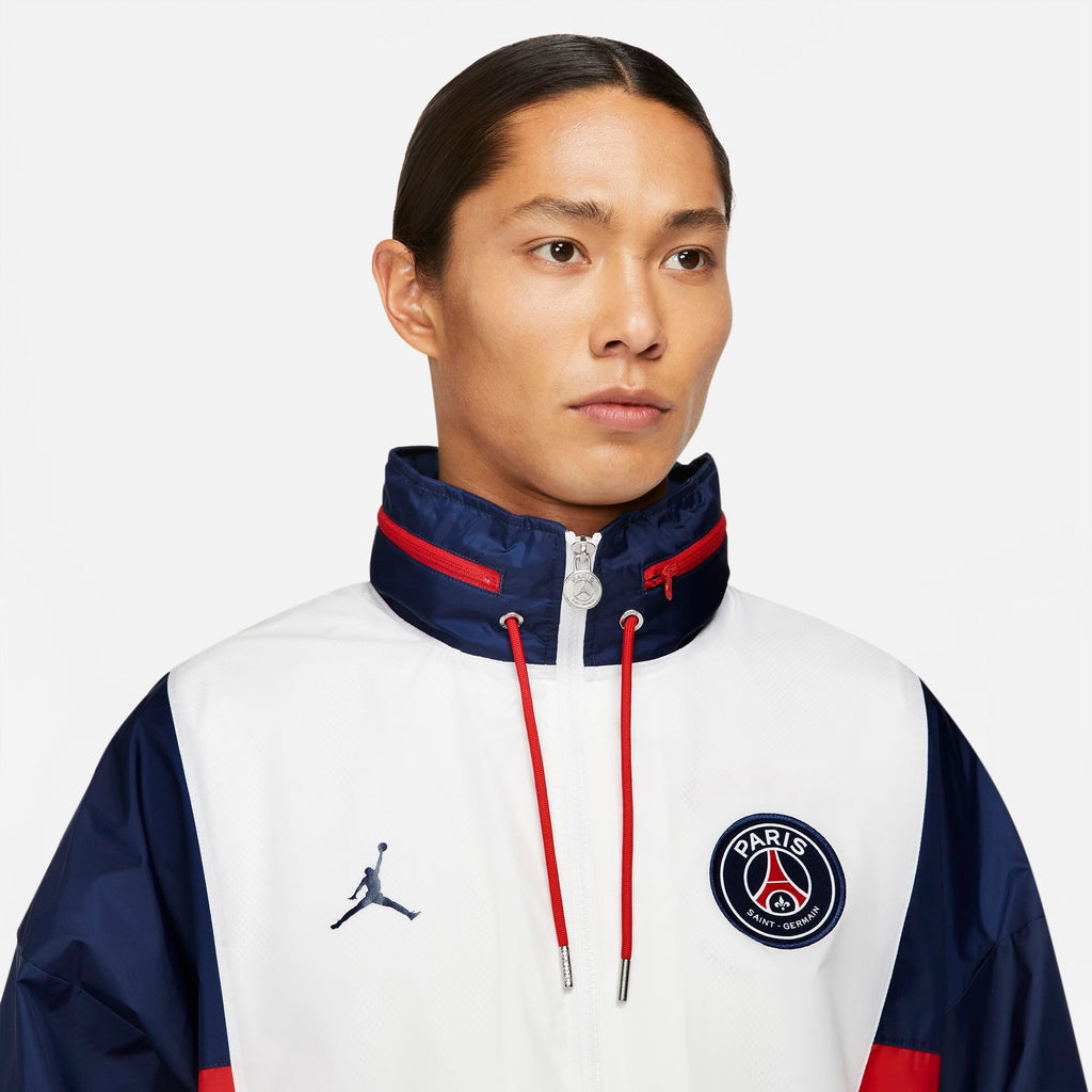 Paris Saint-Germain Men's Nylon Hooded Jacket - DB6487-100-NIKE by Nike | Available at Niky's Sports