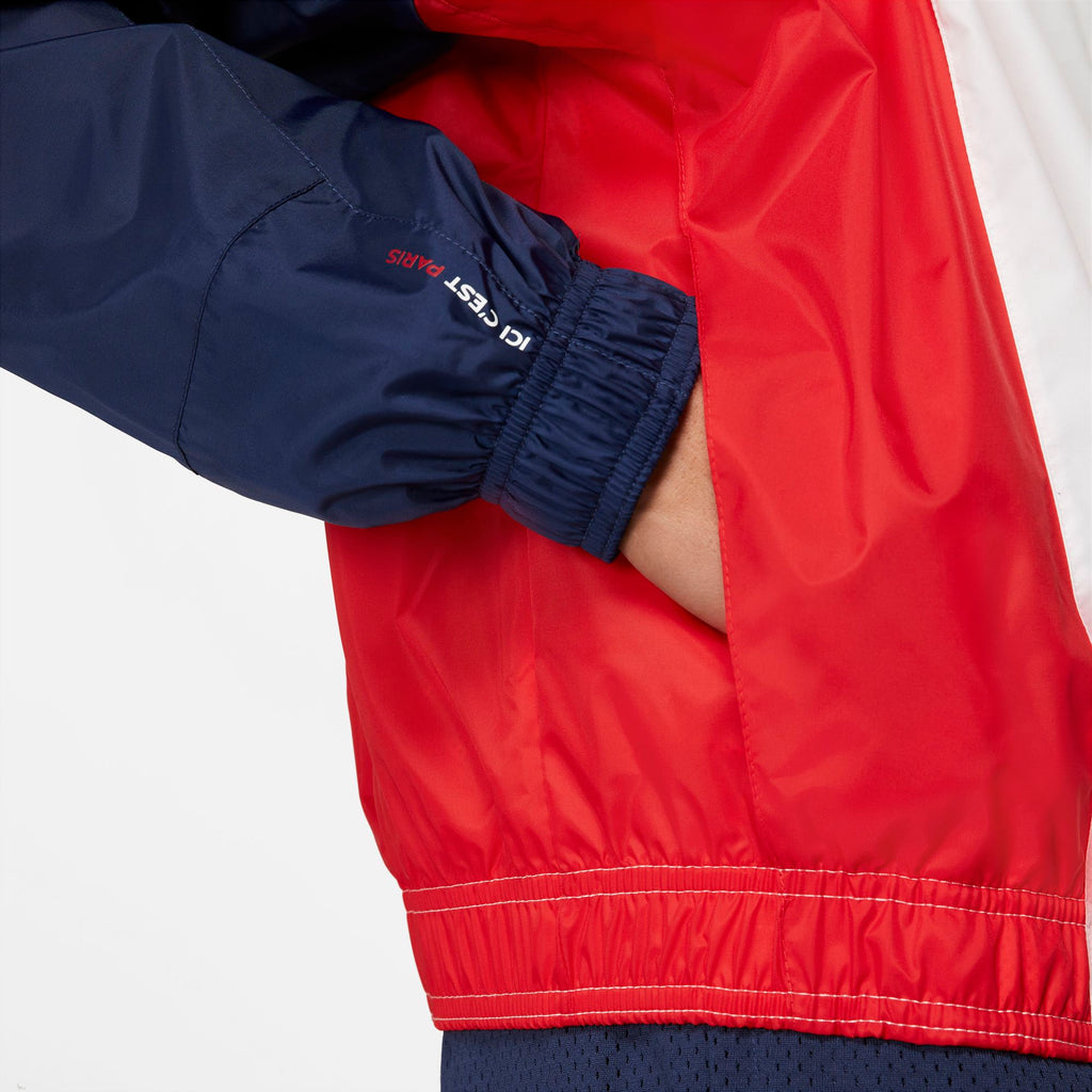 Paris Saint-Germain Men's Nylon Hooded Jacket - DB6487-100-NIKE by Nike | Available at Niky's Sports