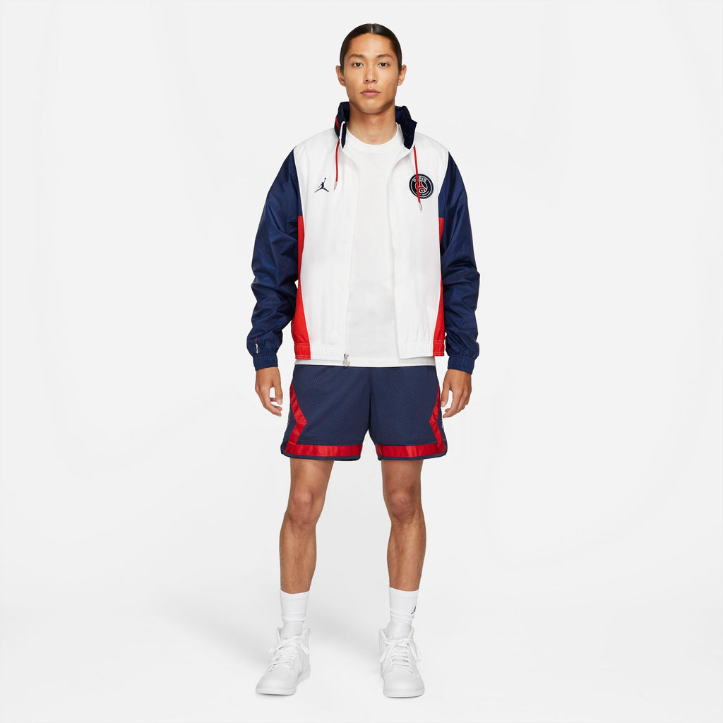 Paris Saint-Germain Men's Nylon Hooded Jacket - DB6487-100-NIKE by Nike | Available at Niky's Sports
