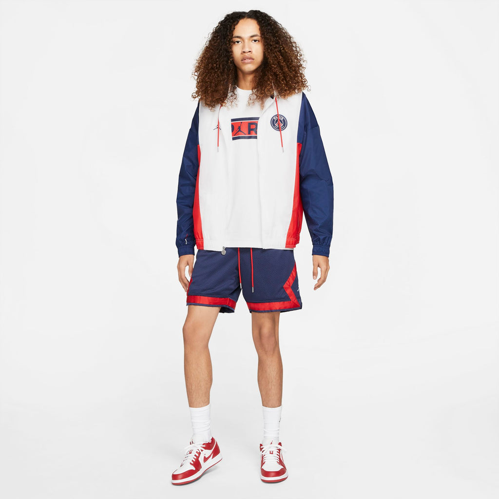 Paris Saint-Germain Men's Nylon Hooded Jacket - DB6487-100-NIKE by Nike | Available at Niky's Sports