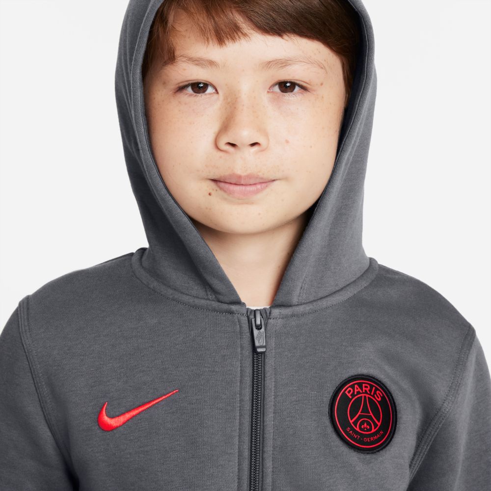 NIKE YOUTH PARIS SAINT GERMAIN FULL ZIP HOODIE - DB8159-025-NIKE by Nike | Available at Niky's Sports