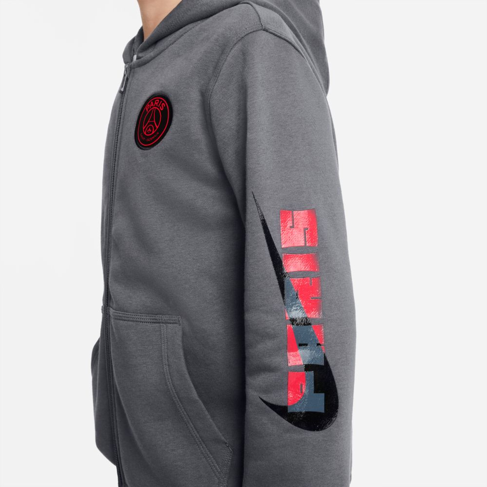 NIKE YOUTH PARIS SAINT GERMAIN FULL ZIP HOODIE - DB8159-025-NIKE by Nike | Available at Niky's Sports