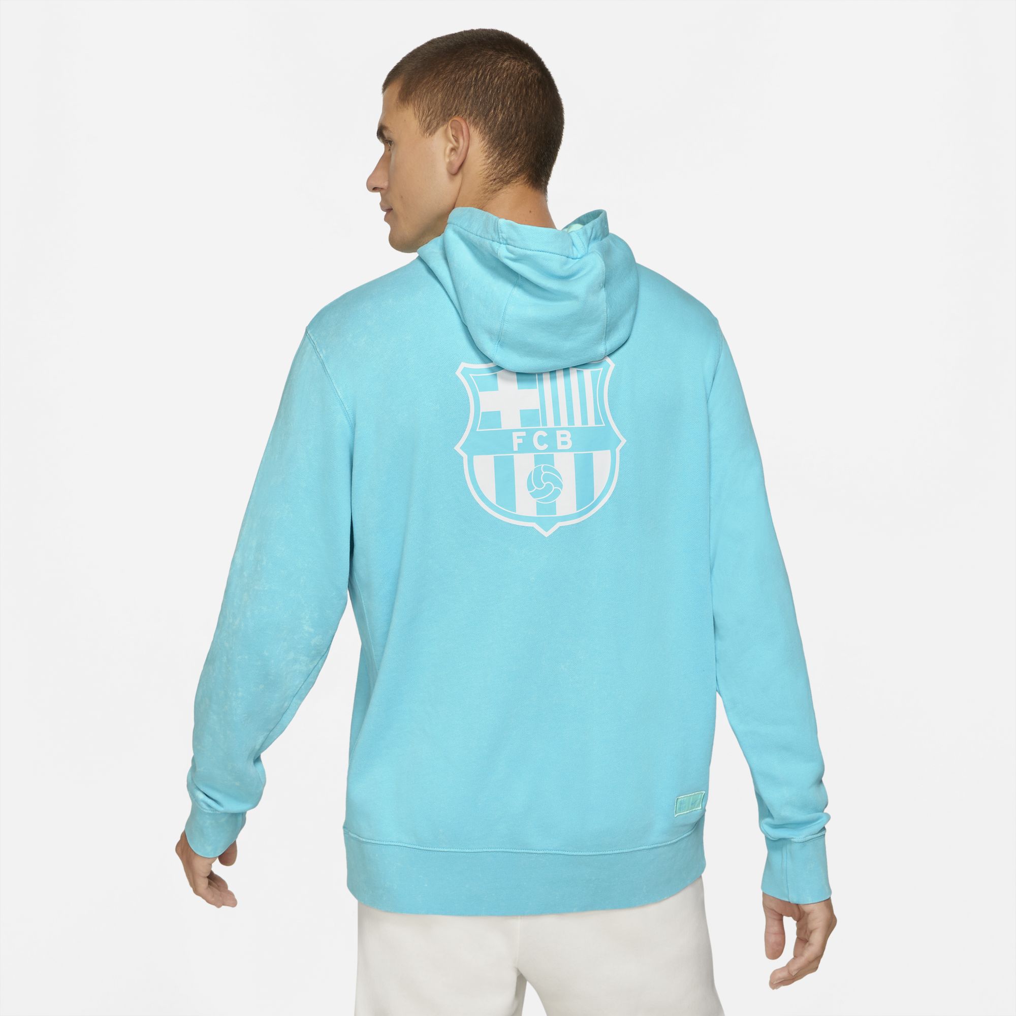 FC Barcelona Men's French Terry Pullover Hoodie - DC7277-425-NIKE by Nike | Available at Niky's Sports