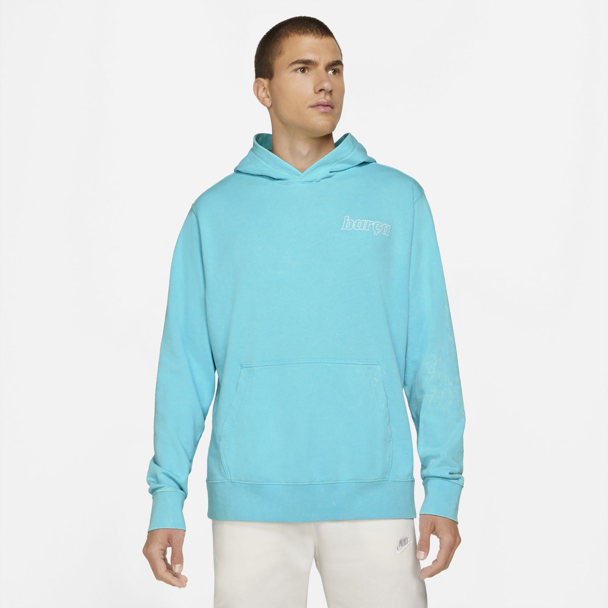 FC Barcelona Men's French Terry Pullover Hoodie - DC7277-425-NIKE by Nike | Available at Niky's Sports