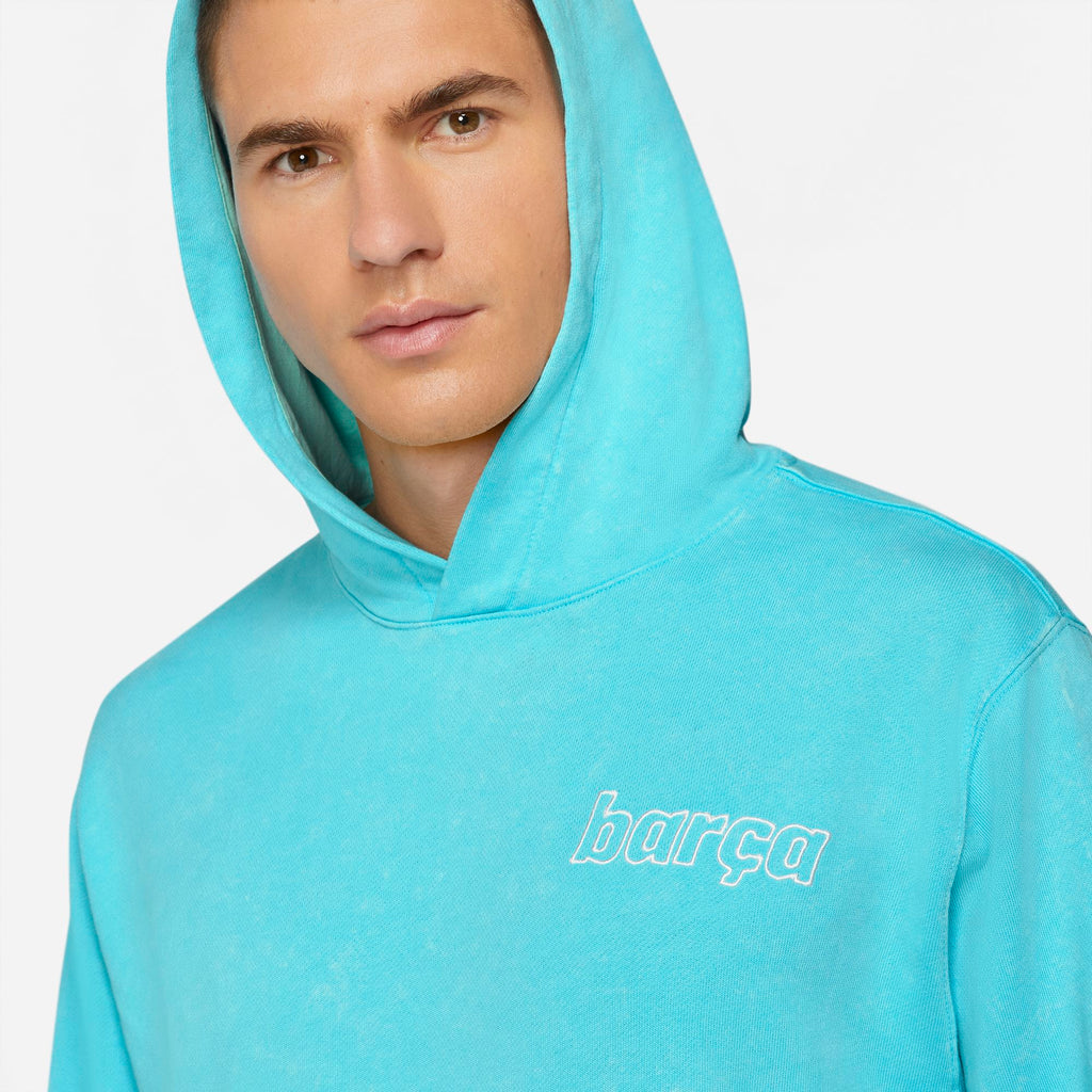 FC Barcelona Men's French Terry Pullover Hoodie - DC7277-425-NIKE by Nike | Available at Niky's Sports